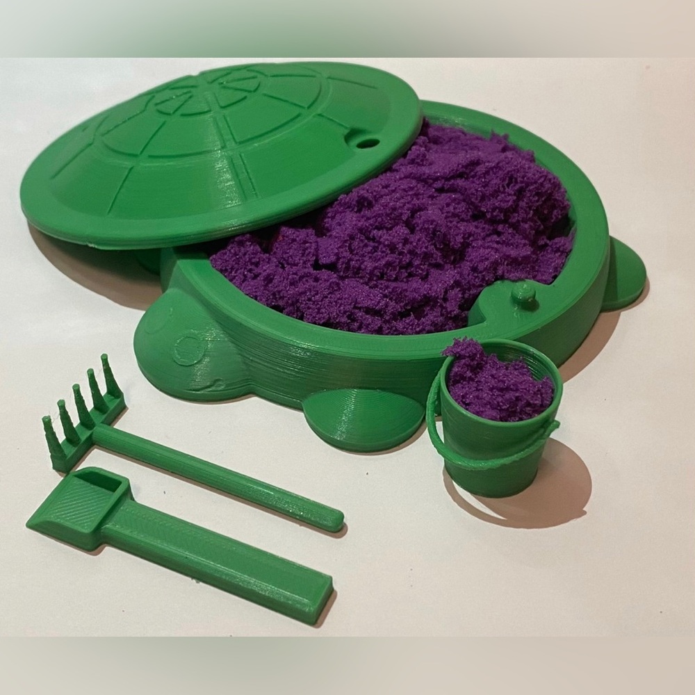 Sensory Turtle Sandbox | Nostalgic Desk Toy | Kinetic Sand Purple
